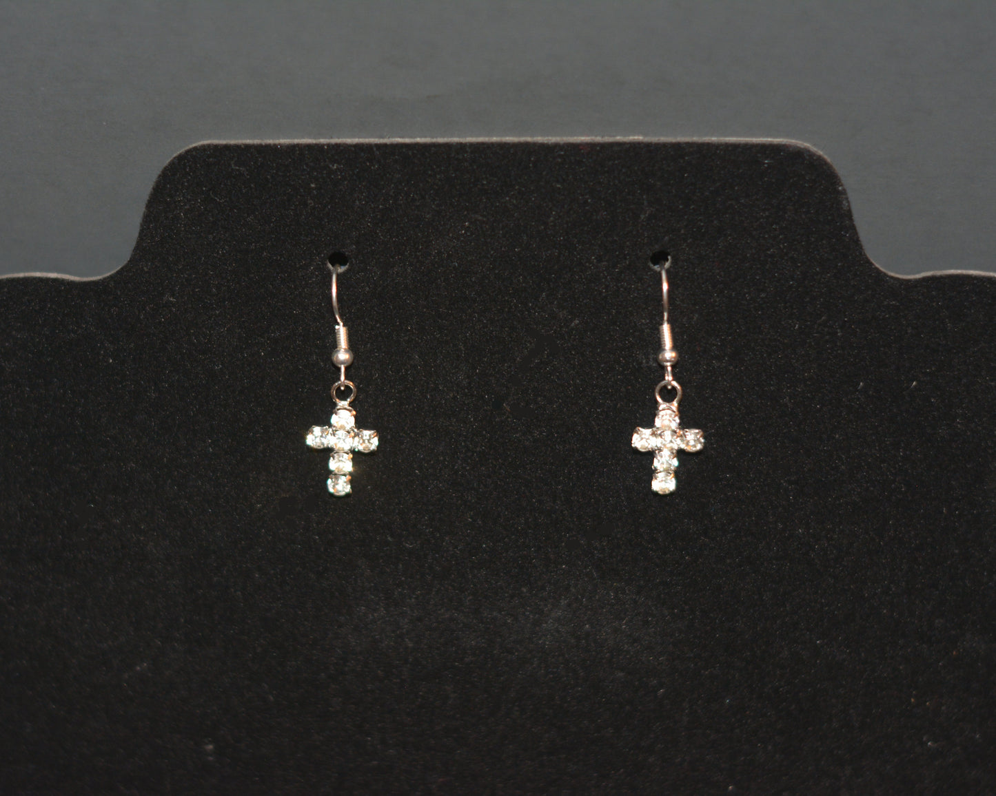 RHINESTONE CROSS EARRINGS