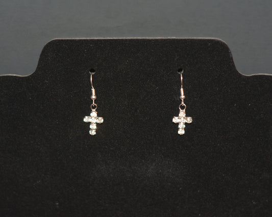 RHINESTONE CROSS EARRINGS